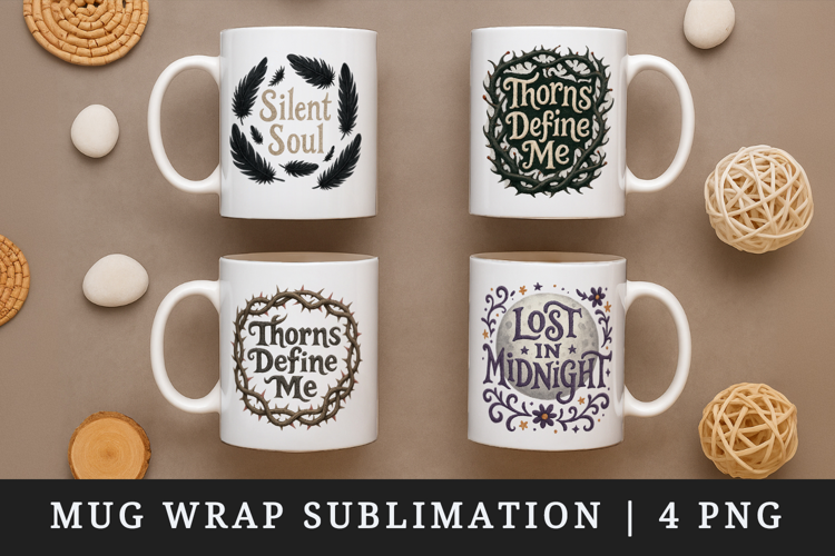 Gothic Quote mug wrap printable sublimation design