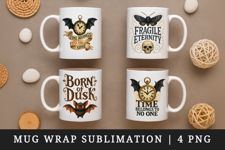 Gothic Quote mug wrap printable sublimation design