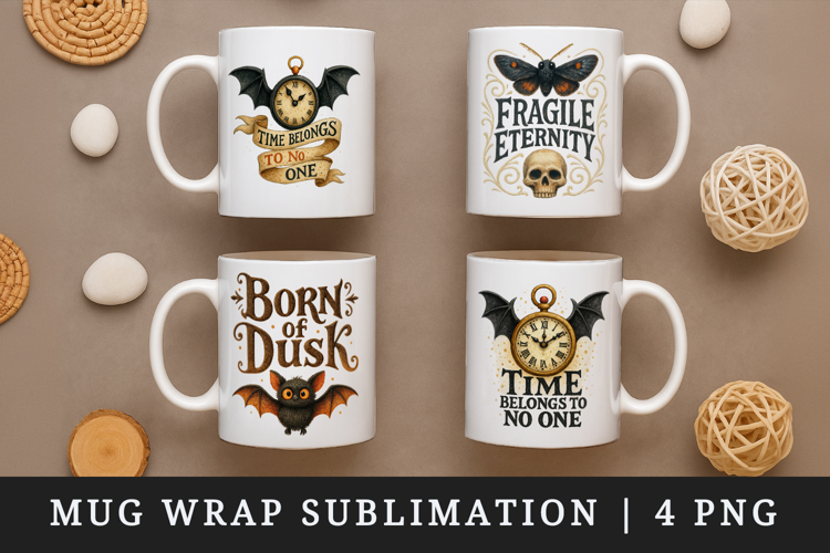 Gothic Quote mug wrap printable sublimation design