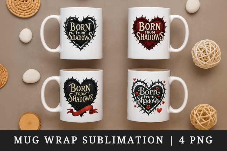 Gothic Quote mug wrap printable sublimation design