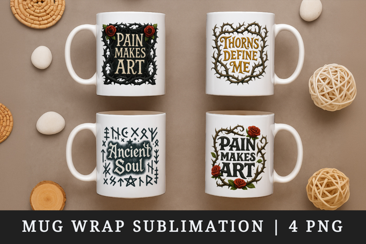 Gothic Quote mug wrap printable sublimation design