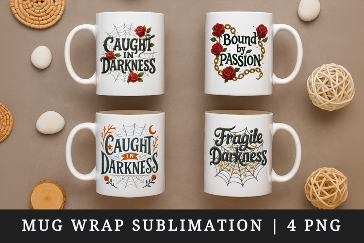 Gothic Quote mug wrap printable sublimation design