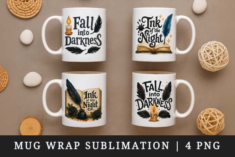 Gothic Quote mug wrap printable sublimation design