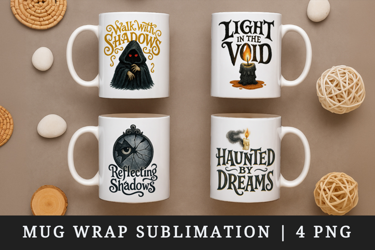 Gothic Quote mug wrap printable sublimation design