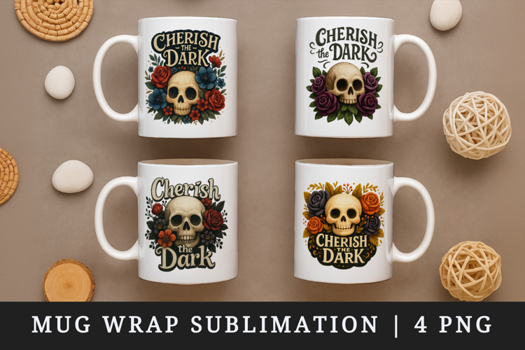 Gothic Quote mug wrap printable sublimation design