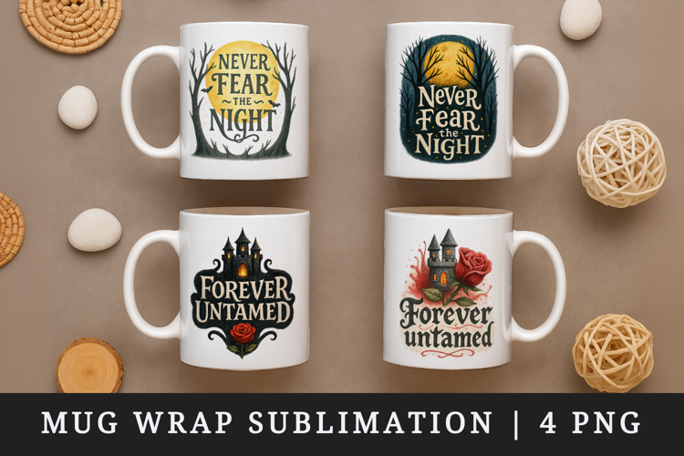 Gothic Quote mug wrap printable sublimation design