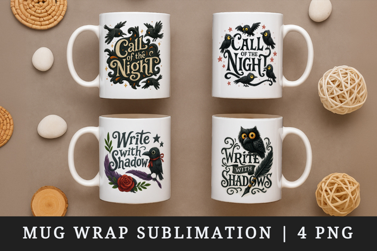 Gothic Quote mug wrap printable sublimation design