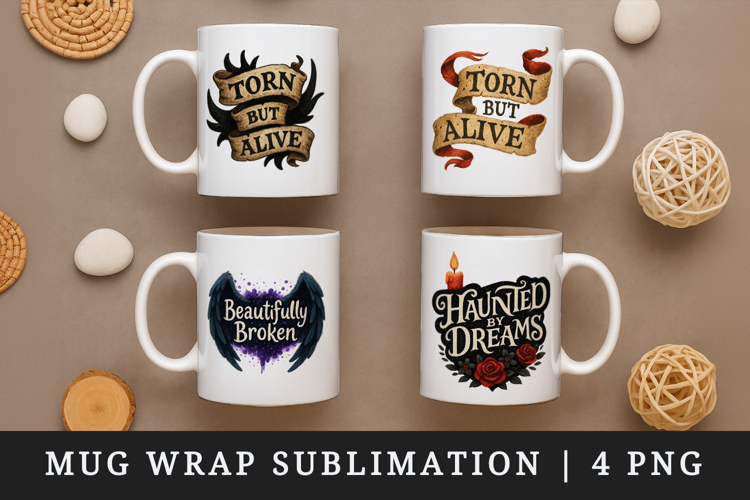 Gothic Quote mug wrap printable sublimation design