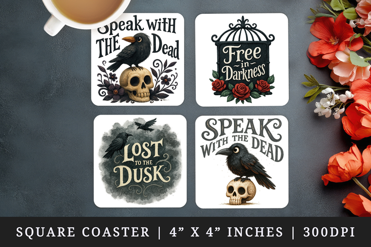 Gothic Quote square coaster sublimation, coasters design