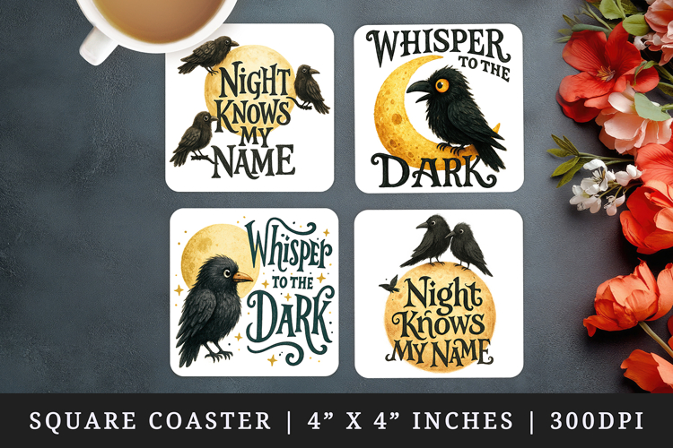 Gothic Quote square coaster sublimation, coasters design