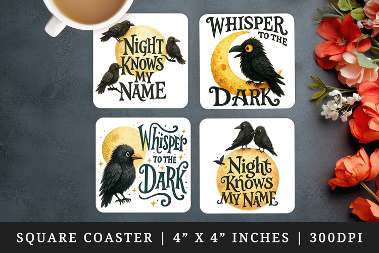 Gothic Quote square coaster sublimation, coasters design