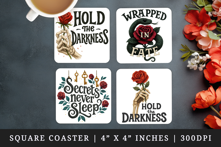 Gothic Quote square coaster sublimation, coasters design