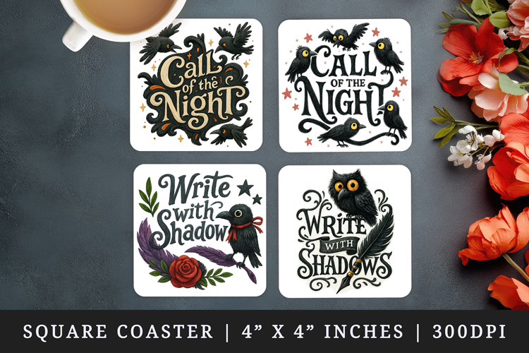 Gothic Quote square coaster sublimation, coasters design