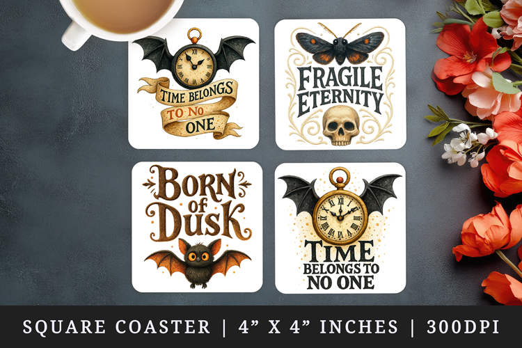 Gothic Quote square coaster sublimation, coasters design