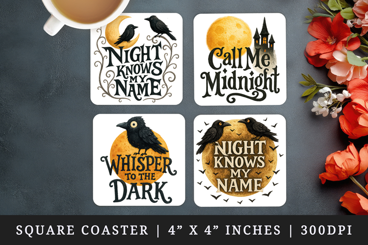 Gothic Quote square coaster sublimation, coasters design