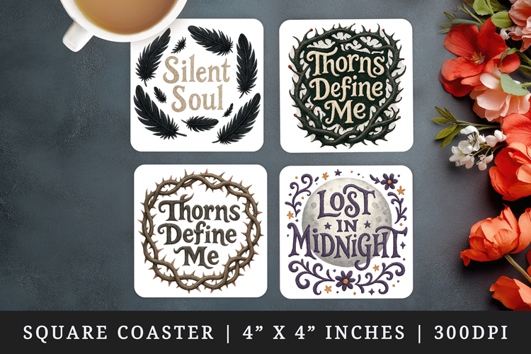 Gothic Quote square coaster sublimation, coasters design