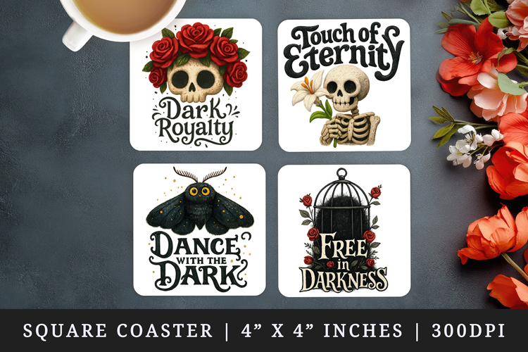 Gothic Quote square coaster sublimation, coasters design