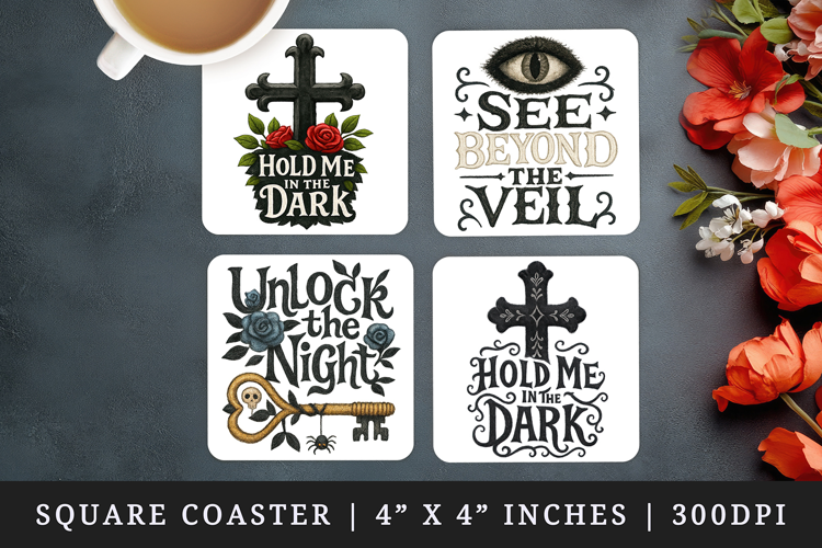 Gothic Quote square coaster sublimation, coasters design