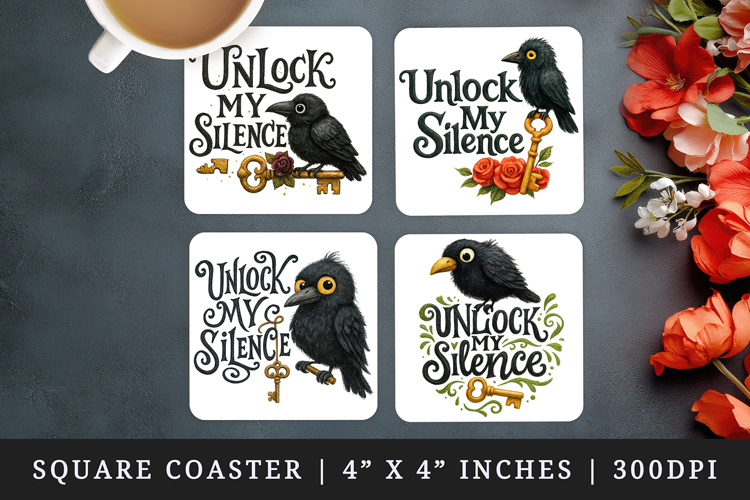Gothic Quote square coaster sublimation, coasters design
