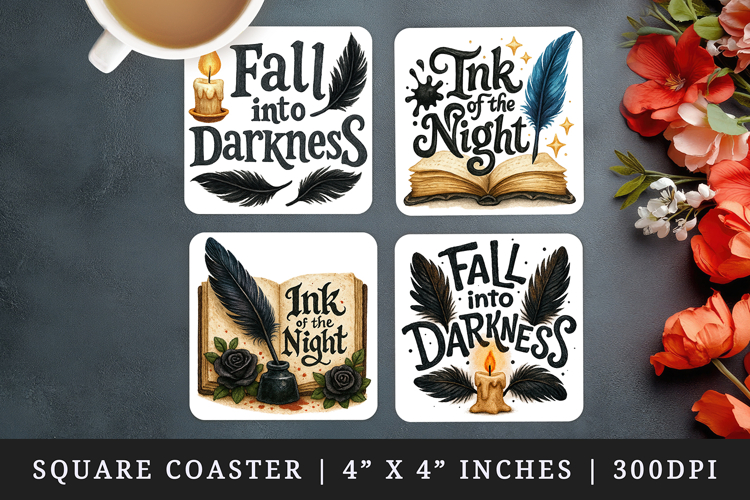 Gothic Quote square coaster sublimation, coasters design