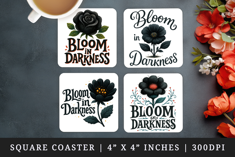 Gothic Quote square coaster sublimation, coasters design