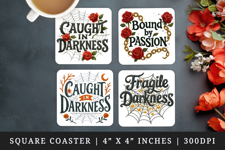 Gothic Quote square coaster sublimation, coasters design