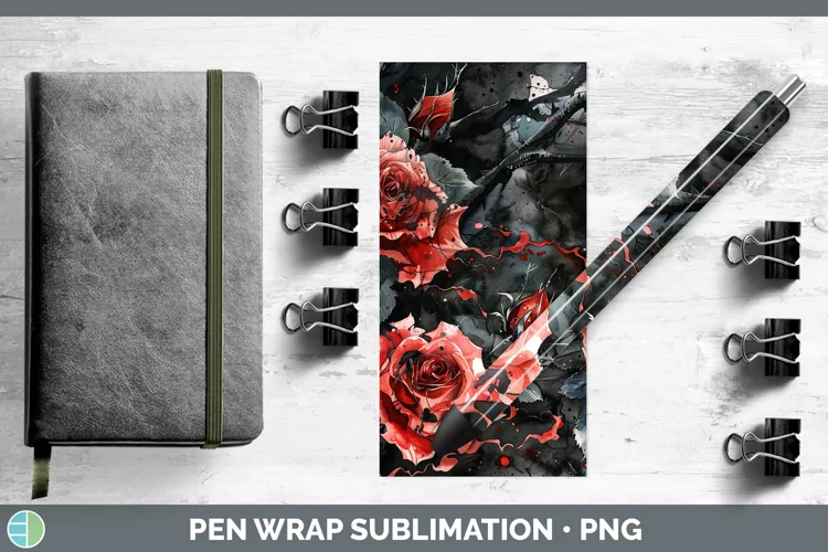 Gothic Rose Pen Wrap Sublimation Epoxy Pen Designs