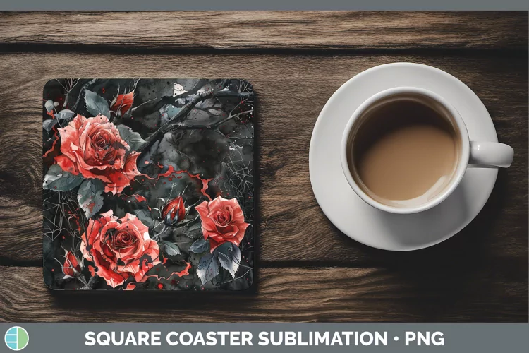 Gothic Rose Square Coaster Sublimation Coaster Designs