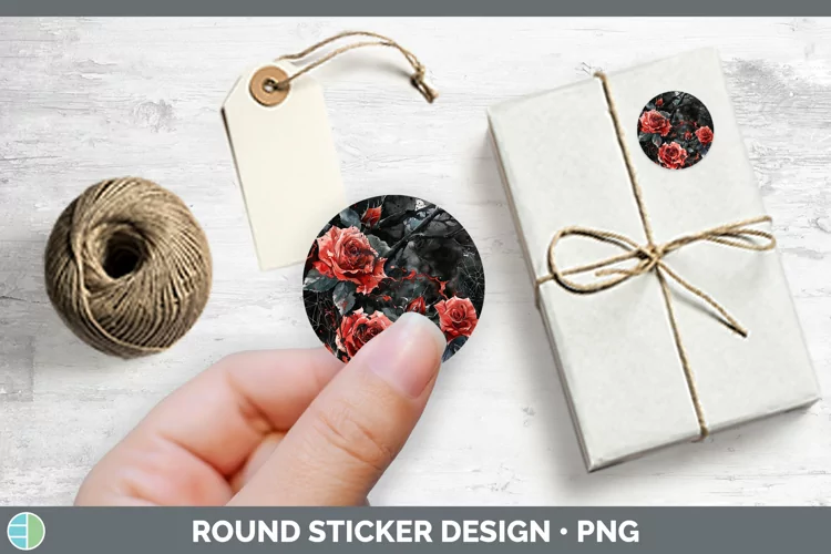 Gothic Rose Stickers | Round Labels Designs