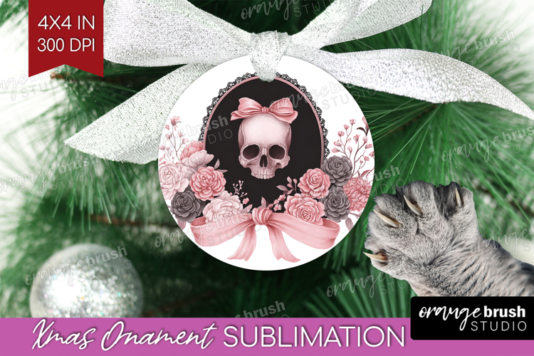 Gothic Skull Cute Ornament PNG Pink Halloween PNG