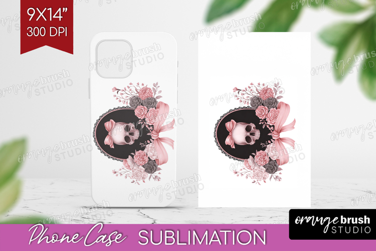 Gothic Skull Cute Phone Case PNG Pink Halloween Case PNG