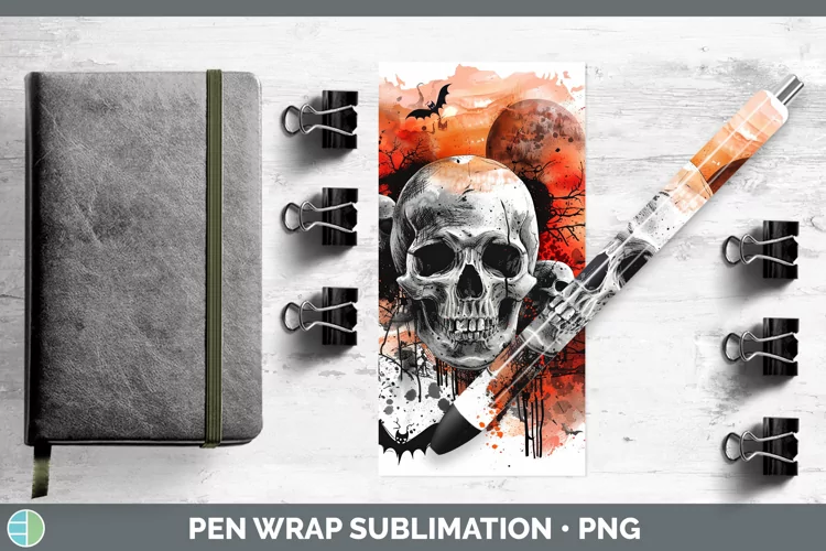 Gothic Skull Pen Wrap Sublimation Epoxy Pen Designs