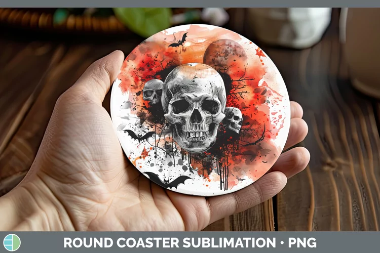 Gothic Skull Round Coaster Sublimation Coaster Designs