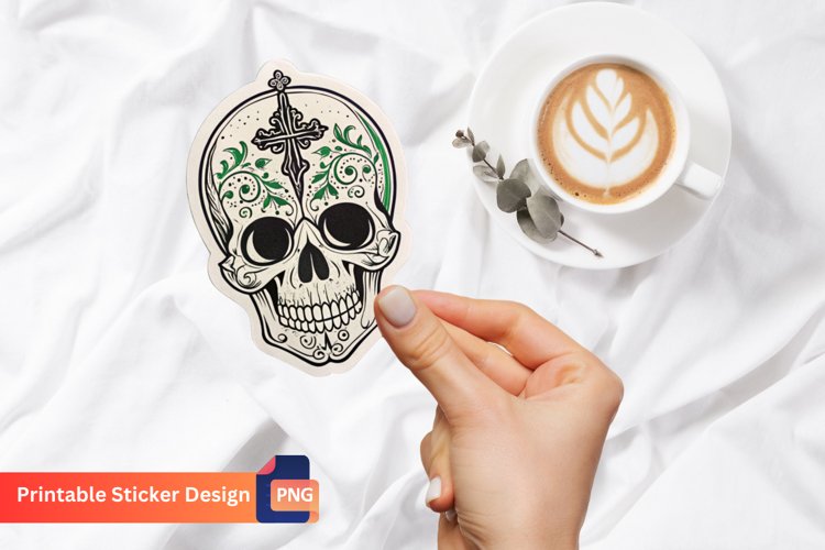 Gothic Skull Sticker, Gothic Skull Vinyl Sticker