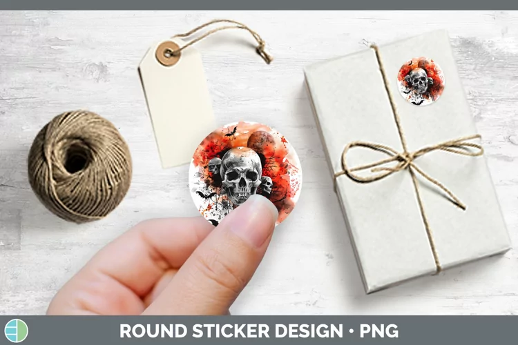 Gothic Skull Stickers | Round Labels Designs