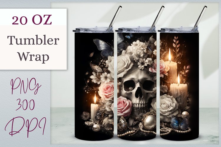 Enhance your Halloween celebration with our Gothic Skull Tumbler Wrap. Featuring a moody, gothic design, this high-quality wrap transforms your drinks into striking decor. Perfect for creating an eerie atmosphere at your Halloween events.