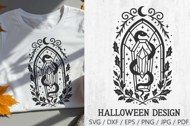 Gothic Snake Stained Glass Halloween SVG Cut File