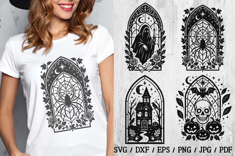 Gothic Stained Glass Halloween | Haunted SVG Cut Files