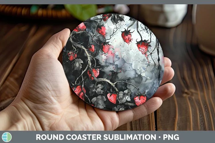 Gothic Strawberry Round Coaster Sublimation Coaster Designs