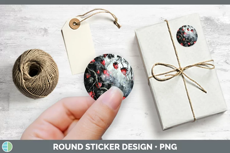 Gothic Strawberry Stickers | Round Labels Designs