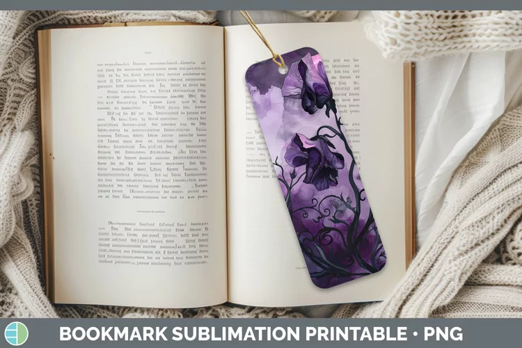 Gothic Sweet Pea Bookmark Sublimation Printable Designs