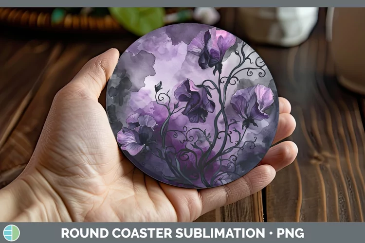 Gothic Sweet Pea Round Coaster Sublimation Coaster Designs