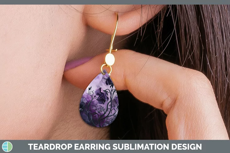 Gothic Sweet Pea Teardrop Earrings Sublimation Earrings Desi