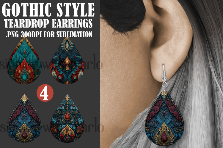 Gothic Teardrop Earrings, Gothic Earring Designs, s14