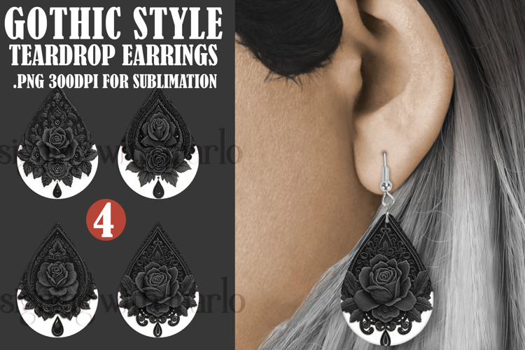 Gothic Teardrop Earrings, Gothic Earring Designs, s15