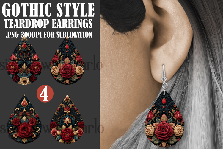 Gothic Teardrop Earrings, Gothic Earring Designs, s16