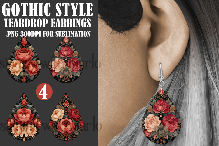 Gothic Teardrop Earrings, Gothic Earring Designs, s17