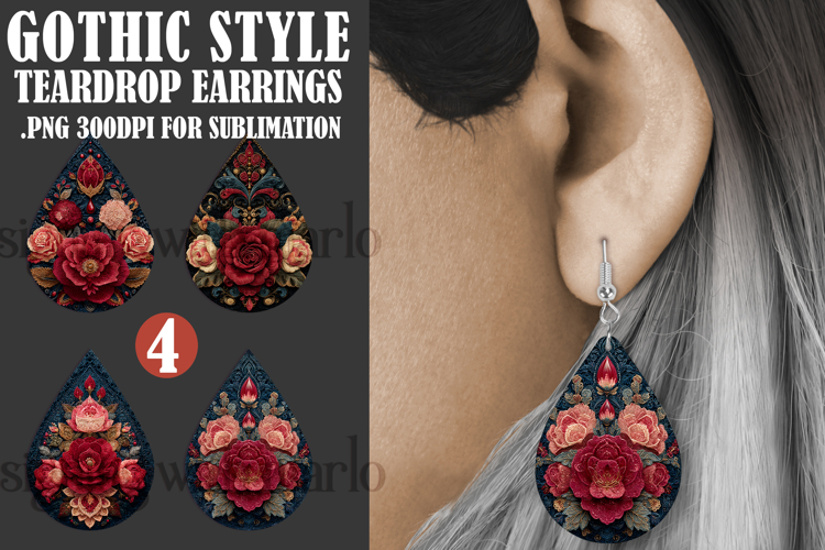 Gothic Teardrop Earrings, Gothic Earring Designs, s19