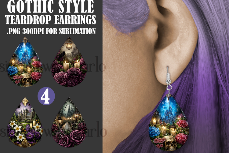 Gothic Teardrop Earrings, Gothic Earring Designs, s2