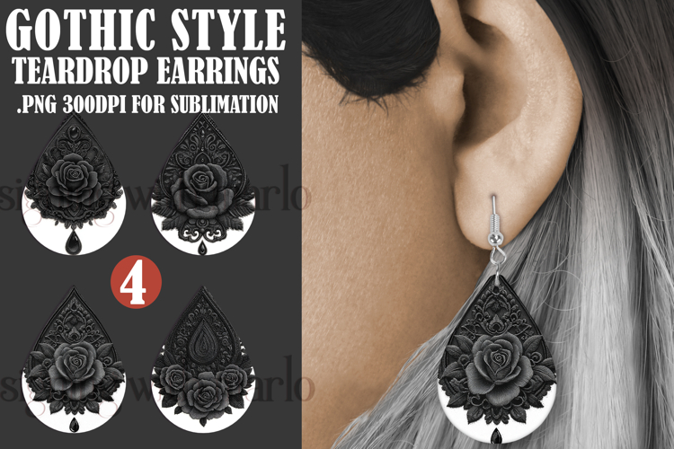 Gothic Teardrop Earrings, Gothic Earring Designs, s23